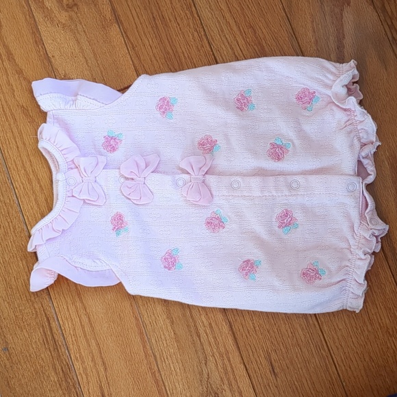 Laura Ashley Other - 3-6M Laura Ashley Baby Frilly Floral Bows One Piece Snap Bottom